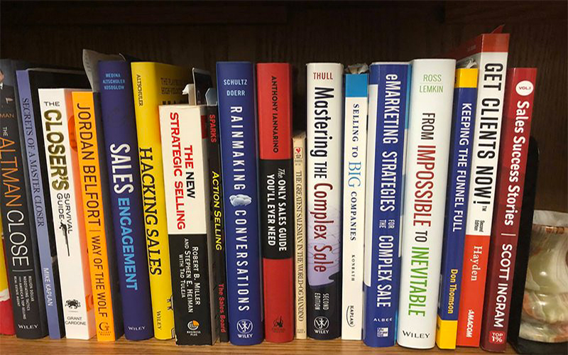 sales books on a shelf