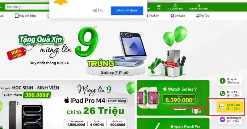 Biểu tượng Zalo trên giao diện website