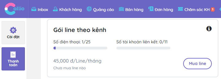 Gói line theo kênh