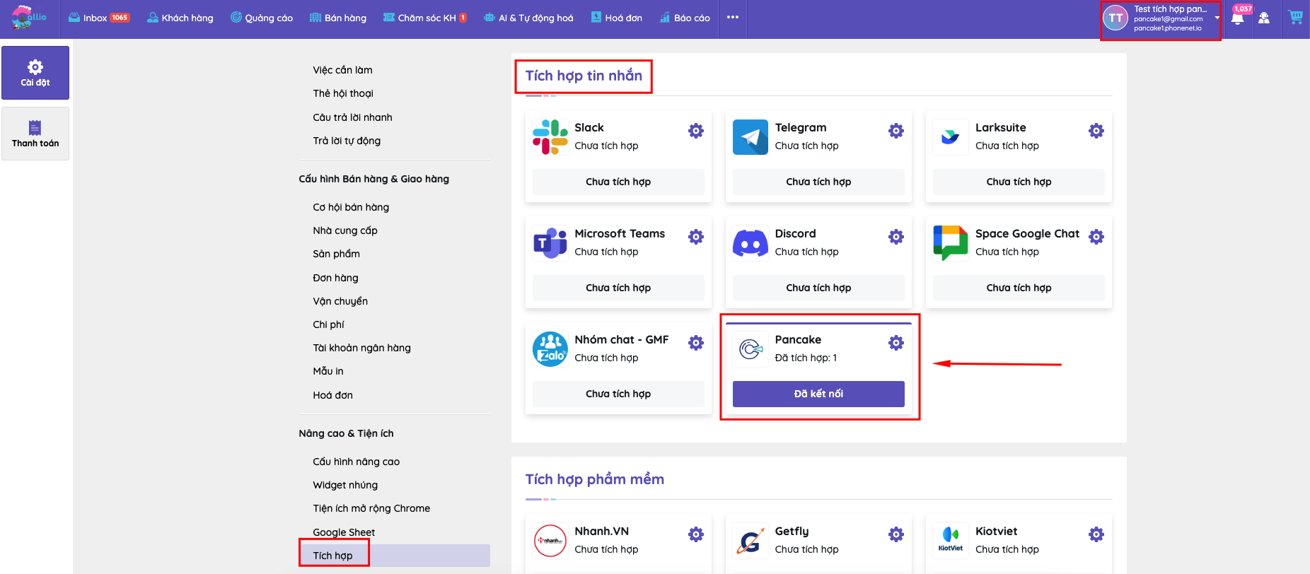 HƯỚNG DẪN SỬ DỤNG TÍCH HỢP PHẦN MỀM PANCAKE