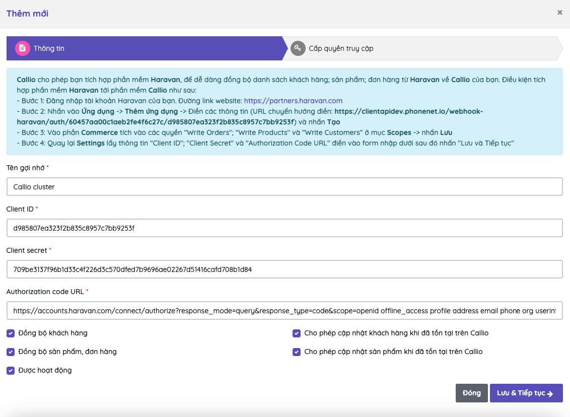 HƯỚNG DẪN SỬ DỤNG TÍCH HỢP PHẦN MỀM HARAVAN 2